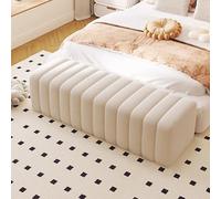 Panca imbottita in velluto per soggiorno, poggiapiedi, divano ingresso, camera da letto, 40 cm, colore bianco, elegante arredamento per la casa.