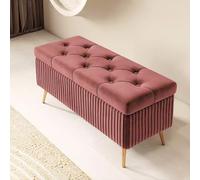Panca imbottita per camera da letto e soggiorno, elegante sedile d'ingresso con trapuntatura a bottoni, 39,9 cm, colore pasta di fagioli, perfetta per risparmiare spazio e nization