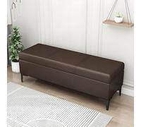 Panca imbottita per camera da letto e soggiorno, sedile da ingresso marrone scuro con contenitore nascosto, elegante ottomana con cuscino per la decorazione della casa