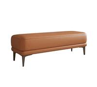 Panca in legno con rivestimento in vera pelle, elegante comodino e fasciatoio per guardaroba, poggiapiedi e sgabello (80 x 40 x 42 cm)