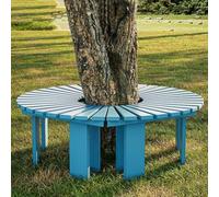 Panca in legno curva, seduta a doghe massicce, design a ventaglio, per esterni, giardino e patio