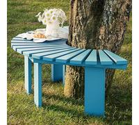 Panca in legno curva, seduta a doghe massicce, design a ventaglio, per esterni, giardino e patio