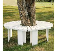 Panca in legno curva, seduta a doghe massicce, design a ventaglio, per esterni, giardino e patio