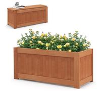 Panca in legno da 45 galloni per esterni e aiuola rialzata - Fioriera 2 in 1 per portico, patio, cortile e giardino - Elegante mobile da esterno per gli amanti delle piante