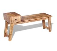 Panca in legno di mango massiccio, 120 x 36 x 60 cm, realizzata a mano, marrone, per corridoio, camera da letto e ingresso, con pratico cassetto per riporre oggetti