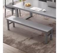 Panca in legno in stile nordico, angoli rotondi, gambe spesse, scarpiera da ingresso, semplice sgabello da pranzo per soggiorno, camera da letto, giardino, grigio, 140 x 30 x 45 cm