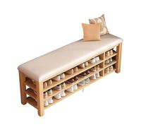 Panca in legno massello con vano portascarpe, scarpiera per ingresso, seduta imbottita, piccola panca per ingresso, ripostiglio, mobiletto organizer per corridoio bianco 100cm