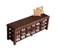 Panca in legno massello con vano portascarpe, scarpiera per ingresso, seduta imbottita, piccola panca per ingresso, ripostiglio, mobiletto organizer per corridoio marrone 100cm