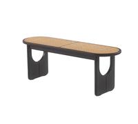 Panca in legno nordico con gambe a forma di U, in rattan e legno, per ingresso, sala da pranzo, soggiorno, nero, 120 x 39 x 42,5 cm, elegante arredamento per la casa