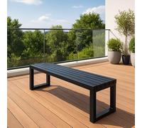 Panca in metallo per esterni, 100 cm, mobili da giardino resistenti alle intemperie, senza schienale, eleganti sedie da patio, per parchi e terrazze, divano nero durevole per uso esterno (150 cm)