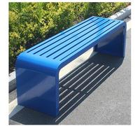 Panca in metallo per esterni, resistente alle intemperie, con schienale scoperto, resistente alla ruggine, resistente allo sbiadimento, ideale per cortile, prato, piscina, parco, blu, 120 x 40 x 45 cm