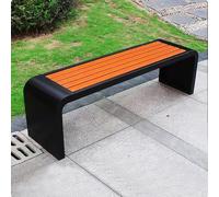 Panca in metallo resistente per esterni, 150 cm, design a strisce di legno in plastica, senza schienale, capacità 500 kg, ideale per giardini e patii