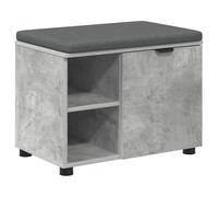 Panca Ingresso Con Cuscino Grigio Cemento 60 x 38 x 46 cm, Legno | Con porta, 2 ripiani, piedini regolabili, seduta imbottita, portata 60 kg, peso 13,09 kg