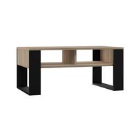 CDF Tavolino moderno 2P | Colore: rovere Sonoma - Nero | Panca moderna per un soggiorno, camera, ufficio | Forma: quadrato, rettangolo | Scaffale per piccoli oggetti, giornali, riviste o libri