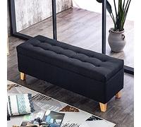 Panca moderna imbottita con scarpiera in lino, pouf ottomano per soggiorno e camera da letto, elegante poggiapiedi e soluzione di archiviazione multifunzionale per ingresso