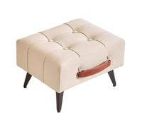 Panca moderna in ecopelle color crema, poggiapiedi in peluche per soggiorno, ingresso, vanità, elegante sgabello rettangolare corto per la decorazione della casa