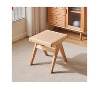Panca moderna in legno con intreccio in finto rattan, elegante sedile da ingresso e poggiapiedi per sala da pranzo per soggiorno e camera da letto