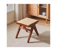 Panca moderna in legno con intreccio in finto rattan, elegante sedile da ingresso e poggiapiedi per sala da pranzo per soggiorno e camera da letto