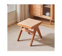 Panca moderna in legno con intreccio in finto rattan, elegante sedile da ingresso e poggiapiedi per sala da pranzo per soggiorno e camera da letto