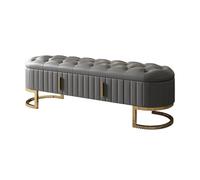 Panca moderna in pelle con cassetto portaoggetti, elegante divano panca per camera da letto, soggiorno e ingresso, versatile 1,5 m, scarpiera e mobili per checkroom (grigio)