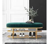 Panca moderna in velluto verde con scarpe a 2 livelli Sto High-Quali per corridoio comfort e letto 80x32x43 cm - Ele Entryway Fur