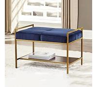 Panca Moderna per Ingresso, Panca per Scarpe, Panca per Scarpe Imbottita in Velluto, Panca per Scarpe, Panca per Scarpe Premium, Blu, 80X35X45Cm