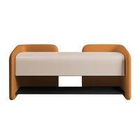 Panca moderna per scarpe con morbido cuscino in poliuretano, ripiano a 2 ripiani in acciaio inox per ingresso, corridoio, soggiorno e camera da letto, soluzione imbottita da 80 cm