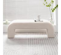 Panca Moderna Teddy Accent Ottoman - Panca Contenitore Imbottita Sherpa, Sgabello Poggiapiedi Rettangolare Peloso For Camera Da Letto, Soggiorno, Ingresso(Beige,31.5"L x 15" W x 16.9" H)