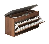Panca multifunzionale in legno con cuscino doppio coperchio a ribalta portaoggetti forte portante ingresso nizer per casa soggiorno marrone 60 cm