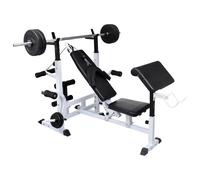 Panca Multifunzione con Bilanciere e Set di Manubri 90 kg