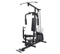 Panca multifunzione con stazione curl e butterfly per allenamento completo del corpo, include 8 dischi e 1 piastra superiore, realizzata in acciaio, seduta imbottita