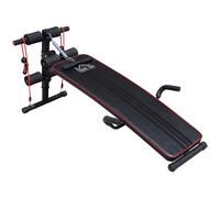 Panca Multifunzione Con Vogatore A Molla E Schienale Regolabile E 2 Corde Elastiche, 55.5x137.5 Cm Nero