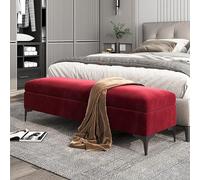 Panca ottomana con contenitore, panca portaoggetti imbottita in velluto con estremità del letto, panca per camera da letto di alta qualità, non c'è bisogno di assemblare