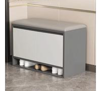Panca ottomana con cuscino, organizer per scarpe, per ingresso, elegante, per soggiorno, 60 x 35 x 40 cm, colore: grigio chiaro