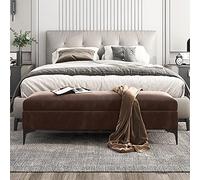 Panca ottomana con poggiapiedi, panca imbottita in velluto, panca per letto di alta qualità, per camera da letto, con spazio di archiviazione, non c'è bisogno di assemblare, blu, 100 x 40 x 43 cm