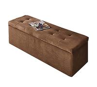 Panca ottomana di stoccaggio in velluto, lussuosa panca per scarpe di ingresso poggiapiedi accogliente per soggiorno, banca moderna della panchina del letto, panca rettangolare bruno 80x40x40cm