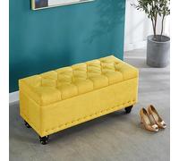 Panca ottomana gialla per ingresso multifunzionale scarpiera 40 cm interno nizer soluzione elegante decorazione casa soggiorno contenitore mobiliare.