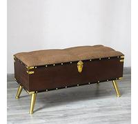 Panca ottomana imbottita in lino di alta qualità, poggiapiedi rustico, per soggiorno e corridoio, seduta con accenti marroni, 66 x 35,6 x 45,7 cm, ideale per la decorazione della casa