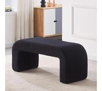 Panca ottomana imbottita in sherpa moderna, grande, in tessuto nero, con estremità del letto e sgabello da toeletta per soggiorno, camera da letto, ingresso, elegante design ad arco