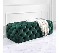 Panca ottomana imbottita in velluto di lusso, multifunzionale, per riporre le scarpe, poggiapiedi jumbo trapuntato, per camera da letto, arredamento moderno ed elegante per la casa (verde scuro, 80 x