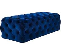 Panca ottomana imbottita in velluto di lusso, multifunzionale, per riporre le scarpe, poggiapiedi jumbo trapuntato, per camera da letto, decorazione moderna ed elegante per la casa (blu scuro, 60 x 45