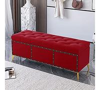 Panca ottomana imbottita in velluto rosso di alta qualità, comoda seduta imbottita per camera da letto, elegante, 80 x 40 x 45 cm, mobili per soggiorno e organizzazione dell'ingresso