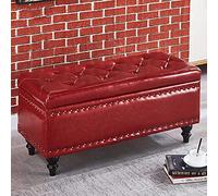Panca ottomana in pelle PU rossa, moderna cassettiera trapuntata con rialzo, panca rettangolare per scarpe da ingresso, elegante sgabello poggiapiedi, 60 x 40 x 45 cm, ideale per la decorazione della