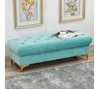 Panca ottomana in velluto di alta qualità, moderna e imbottita, poggiapiedi multifunzionale per camera da letto, soggiorno, corridoio, elegante verde, 100 x 45 x 40 cm