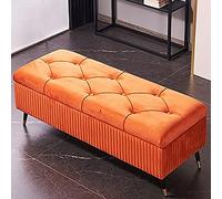 Panca ottomana in velluto di lusso, moderna per camera da letto, ingresso, con piede imbottito ed elegante, arancione, 90 x 45 x 45 cm, perfetta per la casa e la decorazione