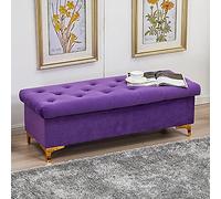 Panca ottomana in velluto imbottita di alta qualità, per camera da letto, soggiorno o corridoio, multifunzionale, scarpiera dal design moderno, viola, 60 x 45 x 40 cm