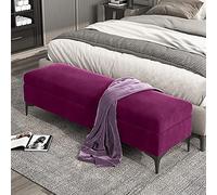 Panca ottomana in velluto viola, con imbottitura di alta qualità, non richiede montaggio, elegante mobile per camera da letto, 100 x 40 x 43 cm