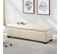 Panca ottomana moderna imbottita - elegante seduta rettangolare da ingresso con scomparto nascosto, elegante mobile per soggiorno in colore champagne, 100 x 45 x 40 cm