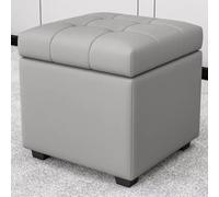 Panca ottomana moderna in pelle, versatile poggiapiedi e pouf con contenitore nascosto, elegante poggiapiedi a cubo per casa e soggiorno, perfetta per sedersi.