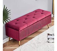 Panca ottomana moderna in velluto, con parte superiore ribaltabile, poggiapiedi per soggiorno, camera da letto, ingresso, con bottoni rettangolari, blu, 60 x 40 x 45 cm (Rosa 60 x 40 x 45 cm, stella